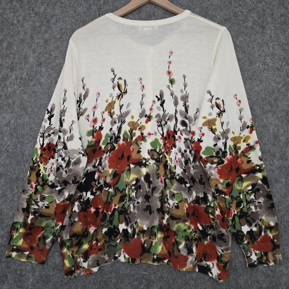 C.D.Daniels Cardigan Sweater Womens 1X Multicolor Floral Rhinestone Button Front - Picture 2 of 10